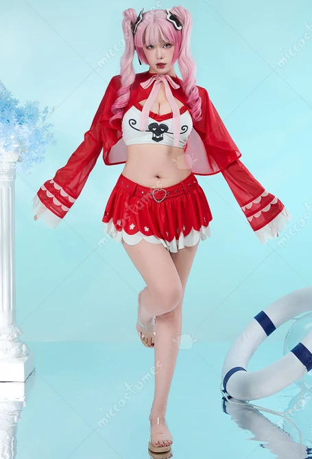 

haikyuu Women Anime Two Piece Swimsuit with Chiffon Cover-up Halter Top Skirt Cosplay Bathing Suit