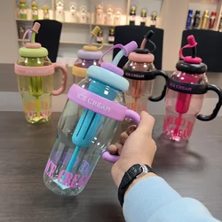 Portable Straw Water Bottle, Sports Water Bottle, Outdoor Travel Coffee Cup, Running Riding Camping Hiking Kettle, 1200ml, New