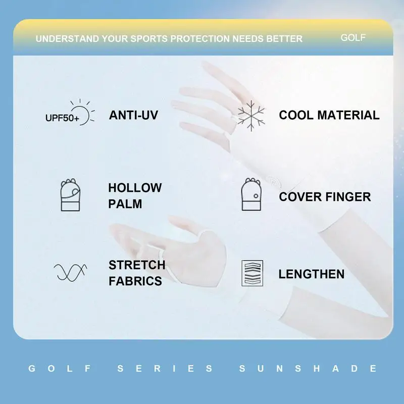 Outdoor Sports Thin Breathable Women's Golf Ice Feeling Sunscreen Gloves Golf Ice Feeling Half Finger Golf Sunscreen Gloves