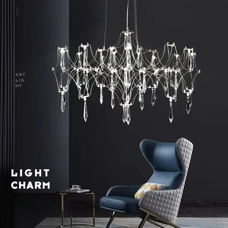 

Modern Creative Chrome Gold Led Chandelier for Living Room Dining Table Luxury Indoor Decoration Crystal Lighting Fixtures