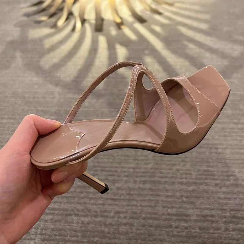 

Women Square Toe Crossed High-heeled Sandals with Exposed Toes Slim Heels Outdoor Casual Comfortable Women Sandals Fashion