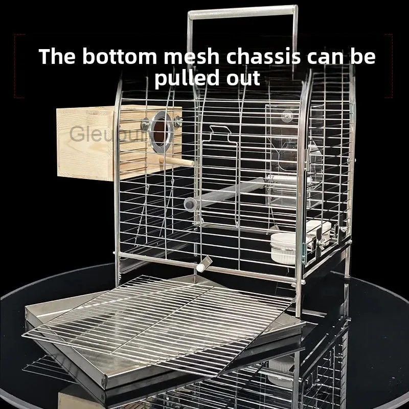 Large Parrot Travel Cage 304 Stainless Steel Luxury Carrier for Grey Macaw Portable Outdoor Cage Bird Accessories