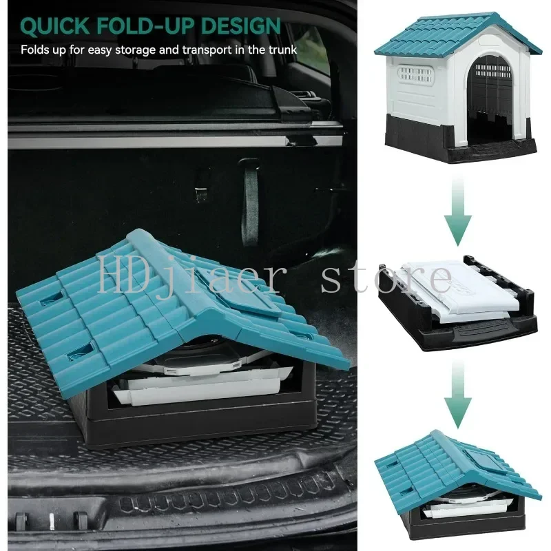 

2025 New Outdoor Waterproof Plastic Pet House - Folding, Large Size, Adjustable Skylight & Elevated Base | On Sale