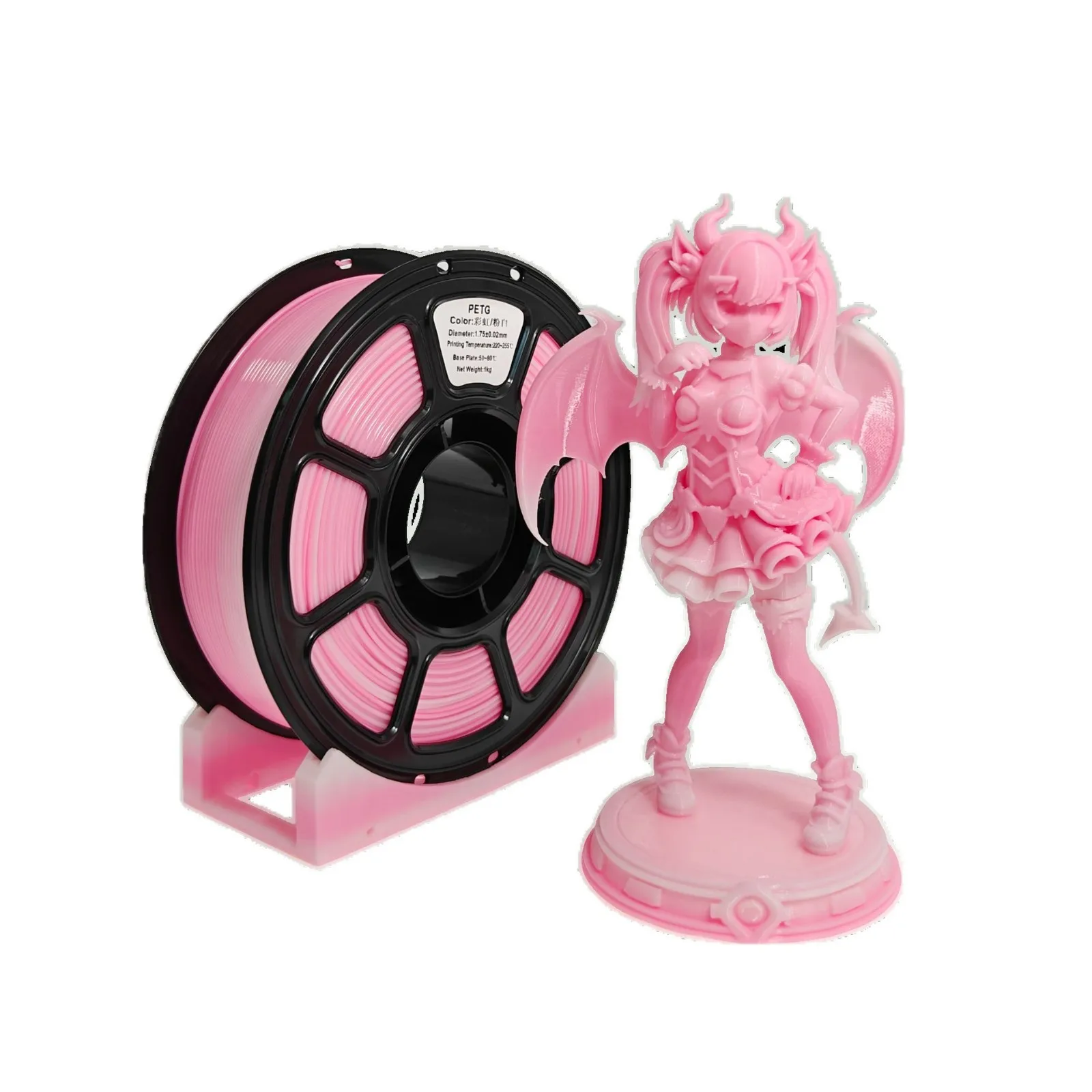 

Rainbow PETG Filament 1.75mm Pink White Gradient Color Changing 3D Printing Material Dreamy Fairy Tale Glow Shiny Silk PETG for