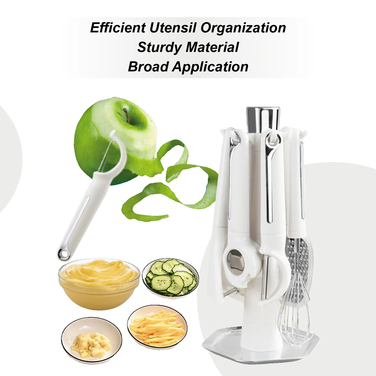

Kitchen Utensils Egg Whisk With Storage Stand Includes Bottle Opener Peeler Grater Whisk And Sifter For Home Kitchen