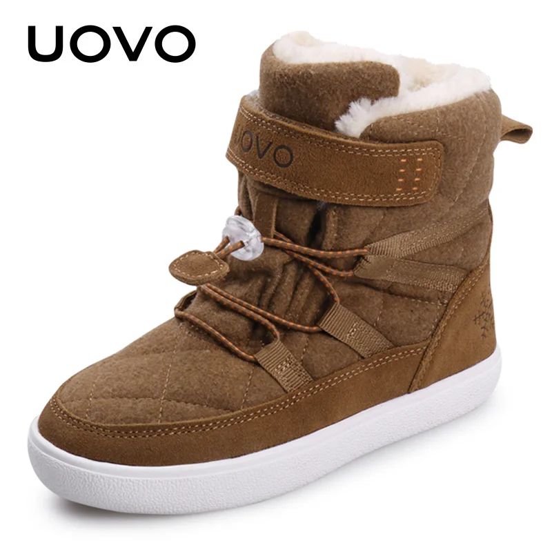 UOVO New Arrival Winter Kids Snow Fashion Children Warm Boots Boys And Girls Shoes With Plush Lining Size 31-37