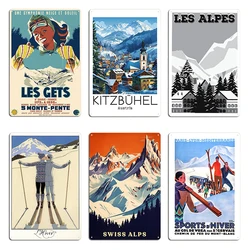 Les Deux Alpes Les Gets une symphonie neige et soleil Ski Poster Metal Signs Cinema Club Iron Wall Mural Tin Sign Poster