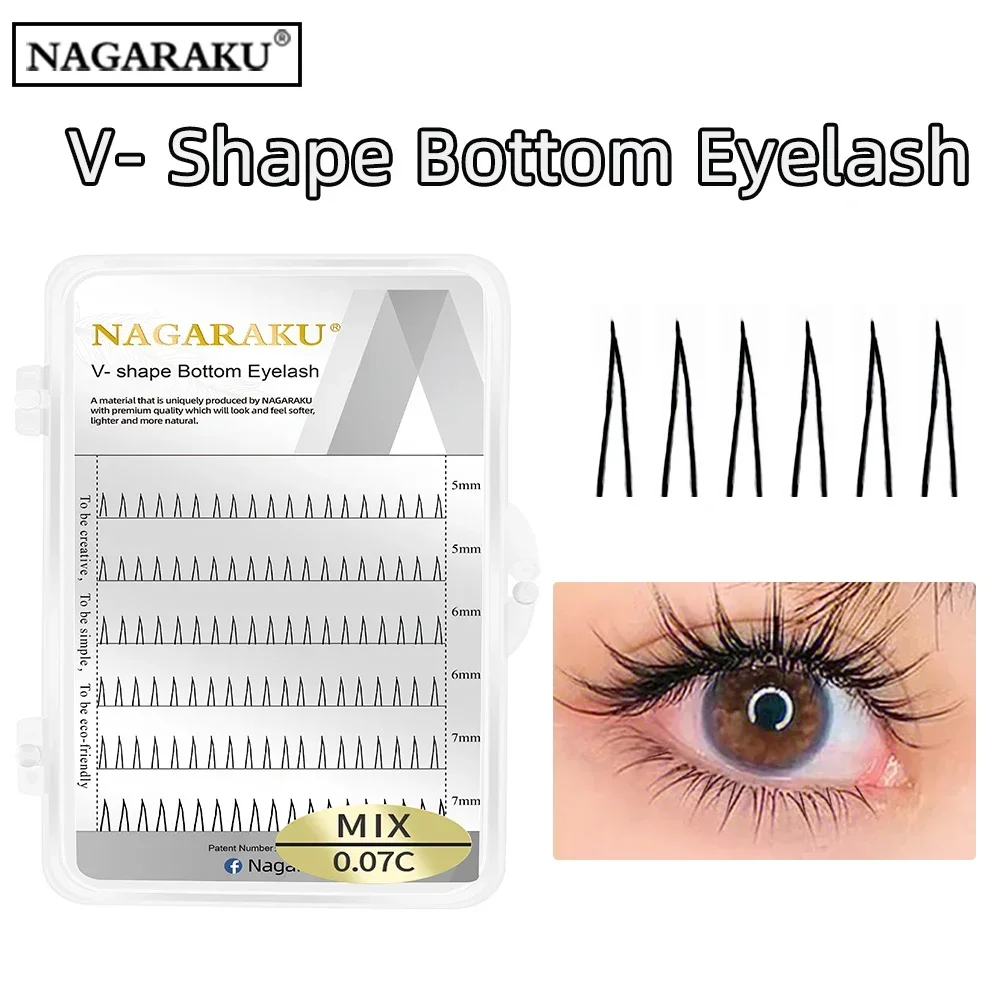 NAGARAKU V Shape Under lash Eyelash Extension Matte Black Short Black Eyebrow Lashes Bottom Eyelashes Classic Individual Lashes