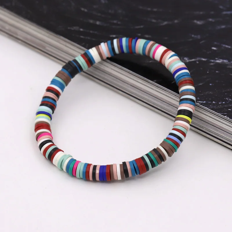 Lovely Bracelets for Woman Boho Colorful Clay Beads Wrist Jewelry Multicolor Summer Beach Bracelet Female Girls Accessories