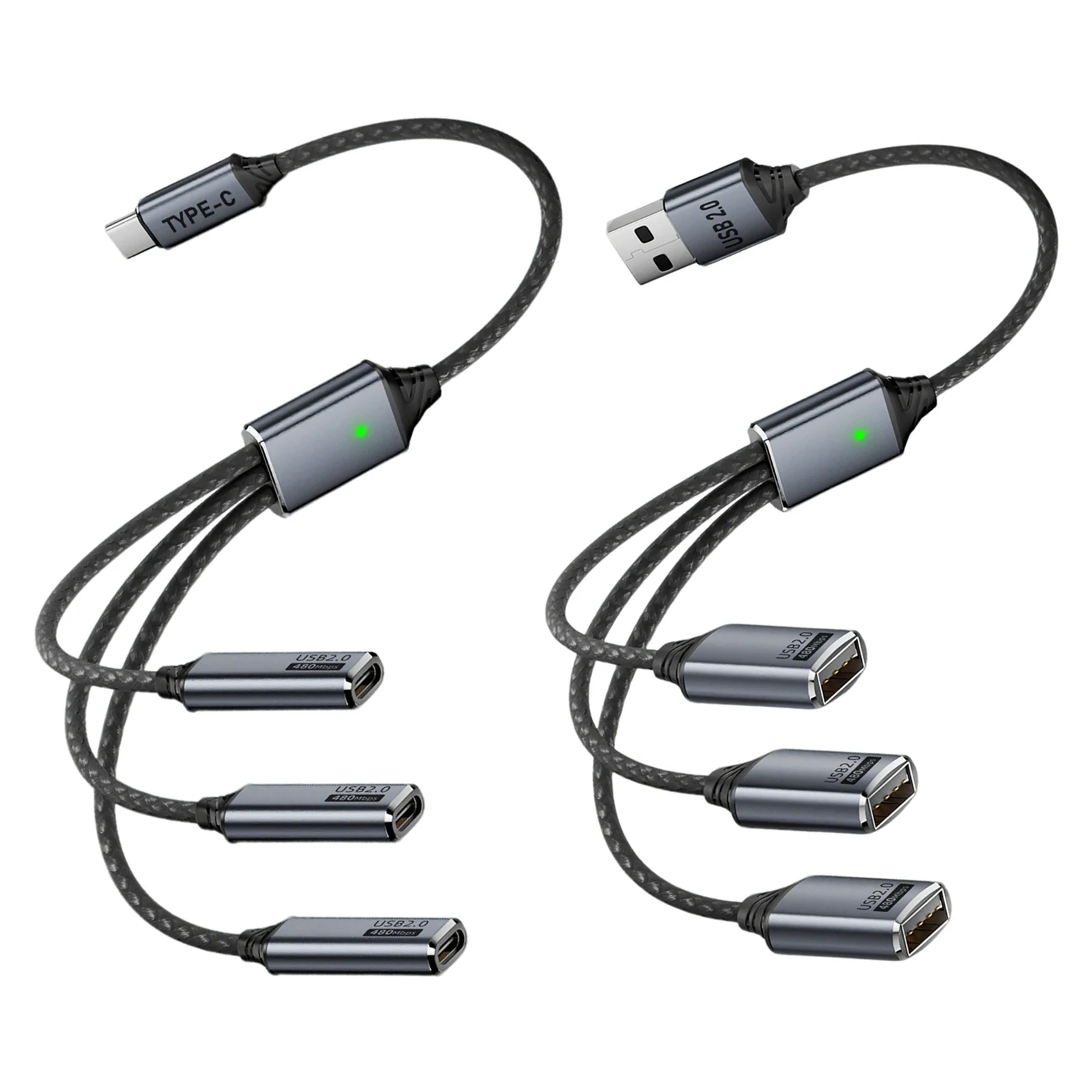 

USB 2.0 OTG Multiport Hub Type-C USB-A 3-in-1 Splitter Charging 480Mbps Data Adapter for Macbook & External Device Connectivity