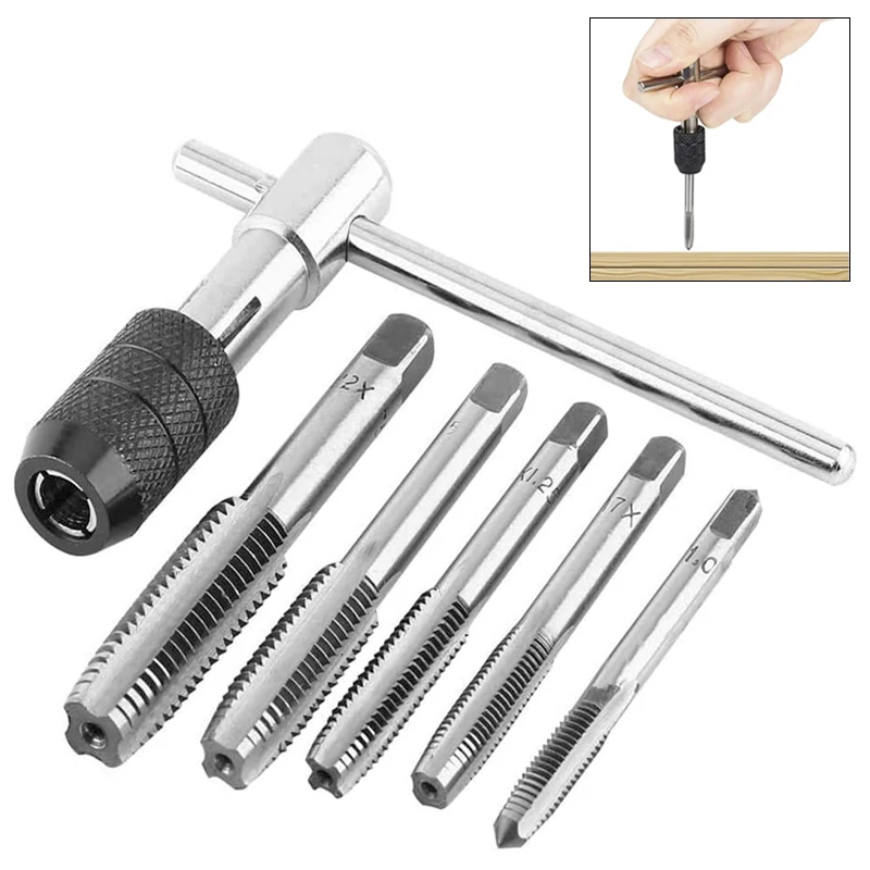 T-tipo Wrench Conjunto de Broca Mão Tocando Ferramentas Parafuso de Máquina Rosca Tap Torção Bit Ferramenta Faça Você Mesmo m3 m4 m5 m6 m8 Alta Qualidade
