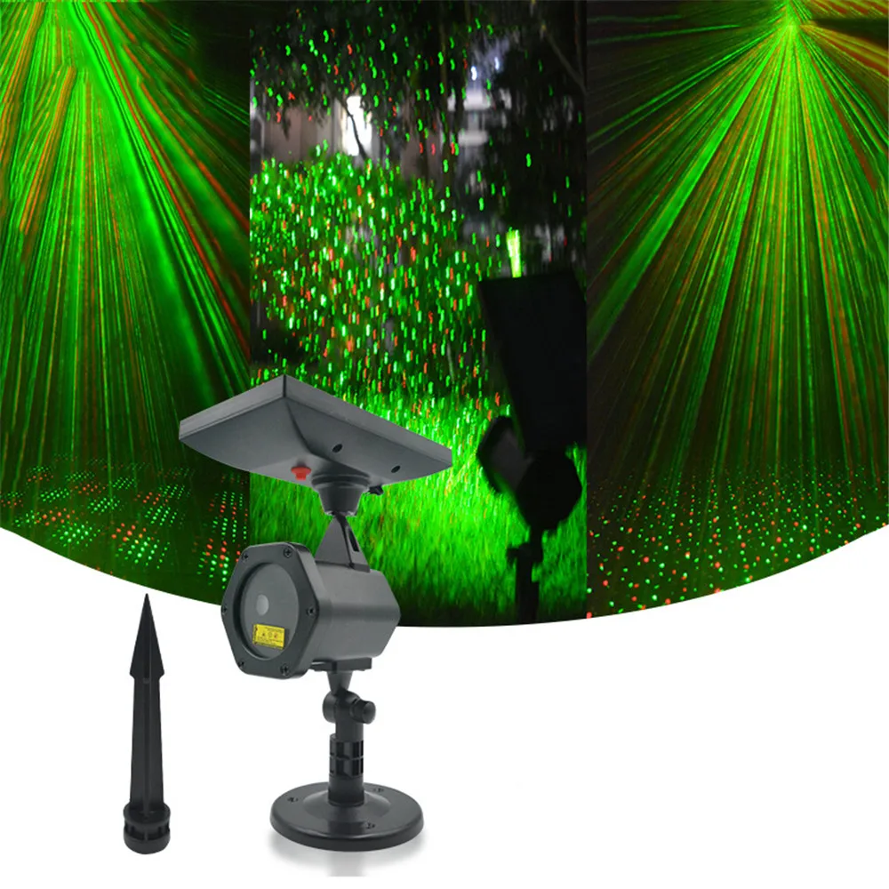 Solar Power Rechargeable Outdoor Laser Light Show Machine Garden Laser Lighting Waterproof ED Projector Stage Lights