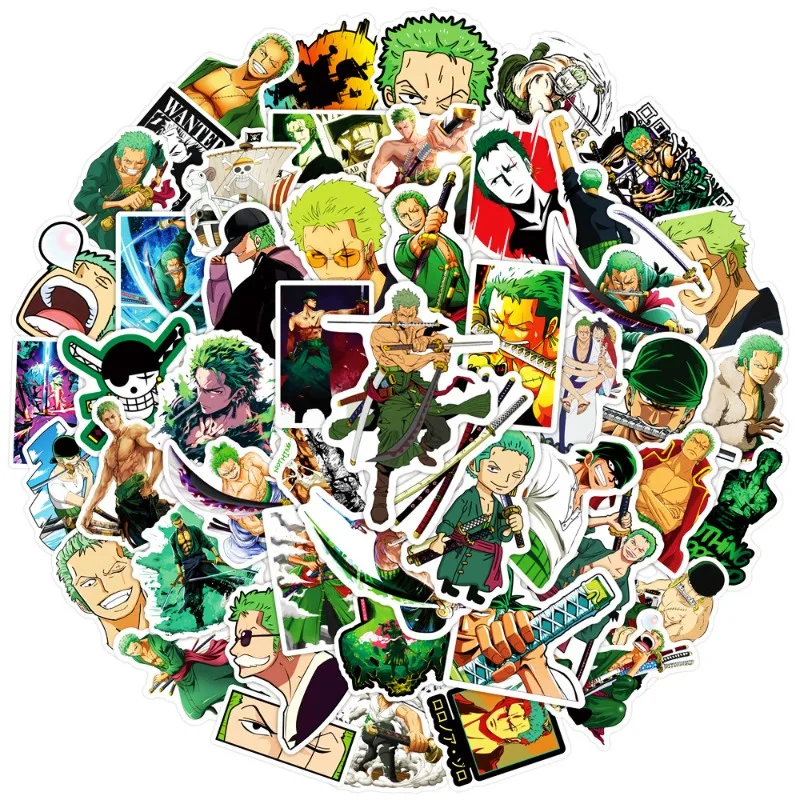 50pcs Anime One Piece Roronoa Zoro Graffiti Stickers Suitcase Water Cup Guitar Car Scooter Mobile Phone DIY Decorative Stickers