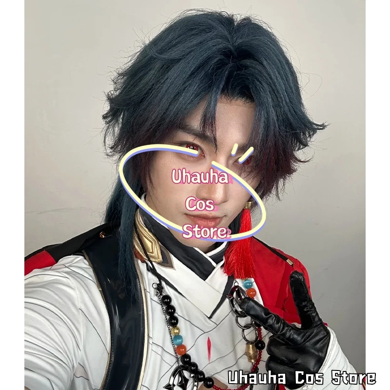 Peluca de Cosplay Uhauha Cos*Hsr Mortenax Blade Sp, Peluca Resistente al Calor para Juego de Rol Honkai Star Rail, Accesorios de Disfraces para Halloween y Carnaval