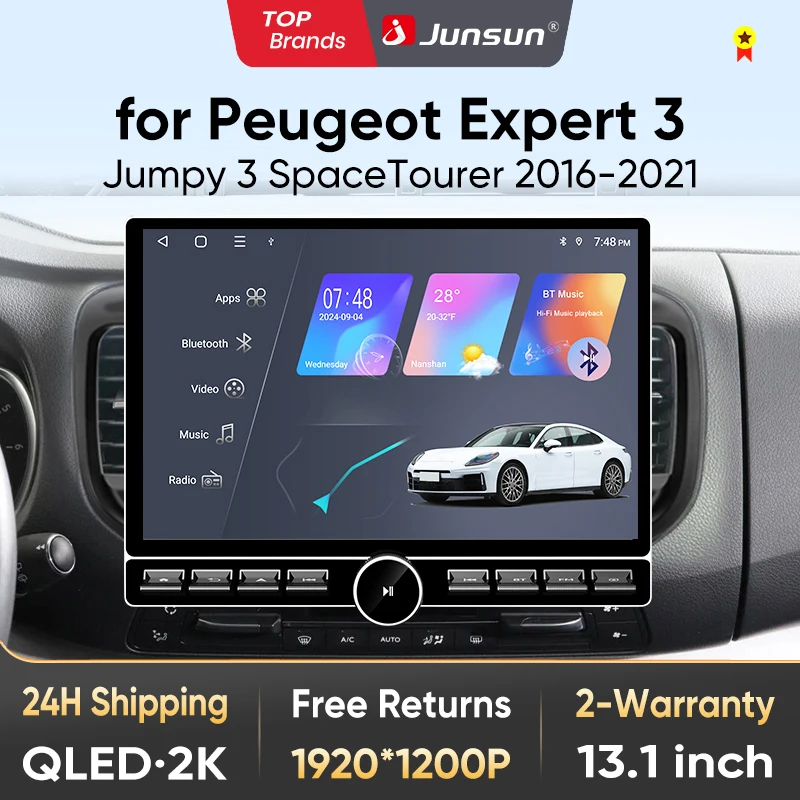 Junsun 13,1″ QLED Wireless CarPlay Android Auto Autoradio für Peugeot Expert 3 Citroen Jumpy 3 SpaceTourer 2016-2021 DSP SWC RDS