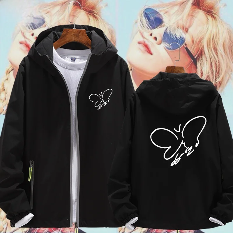 

Толстовка Taeyeon Signature Support с капюшоном, молодежная, модная, приталенная, с длинными рукавами, на молнии, из полиэстера, молодежная верхняя одежда