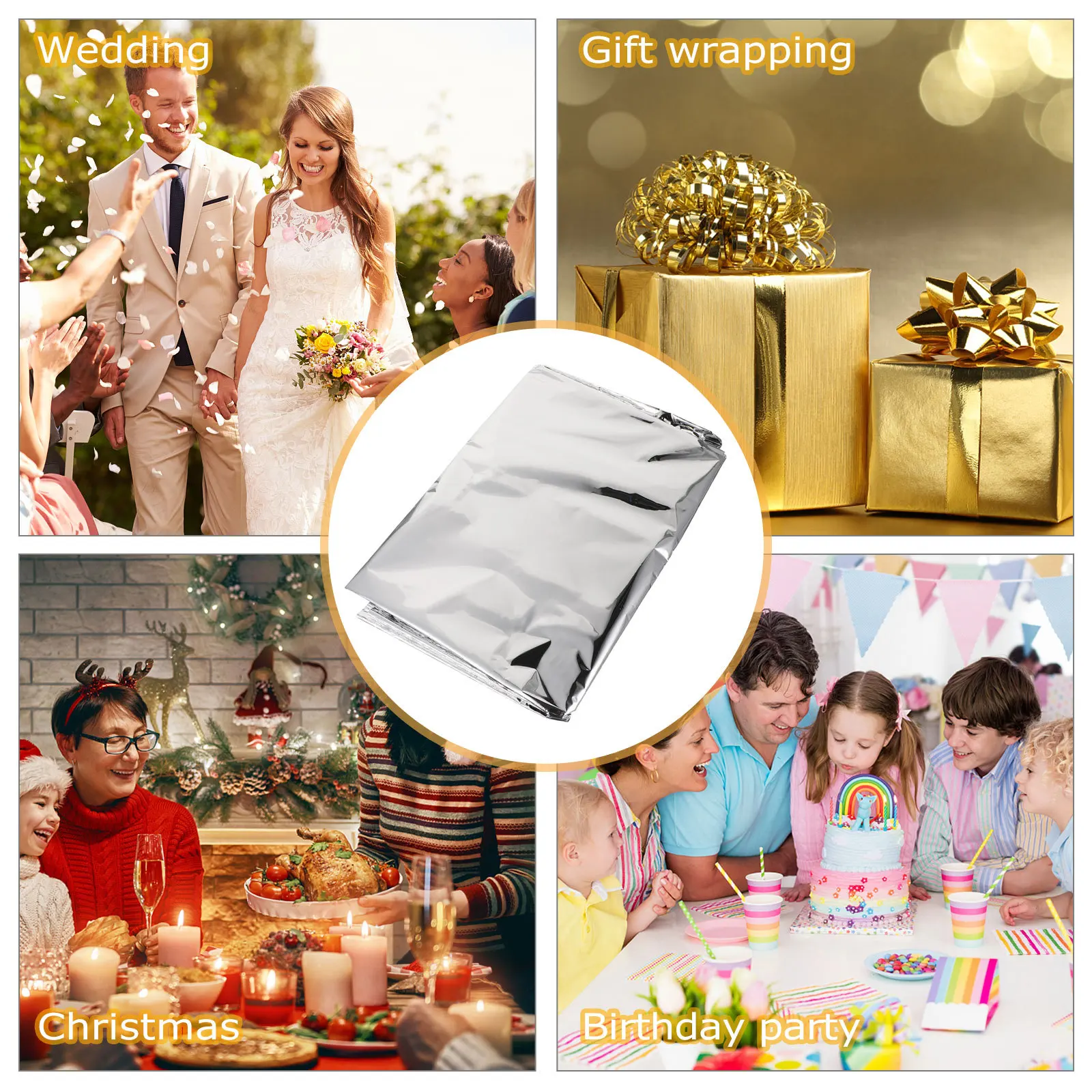 

2Pcs Gold Foil Tablecloth Premium Soft Smooth DIY Table Covers for Festival Party Wedding Event Decor Party Table Accessory