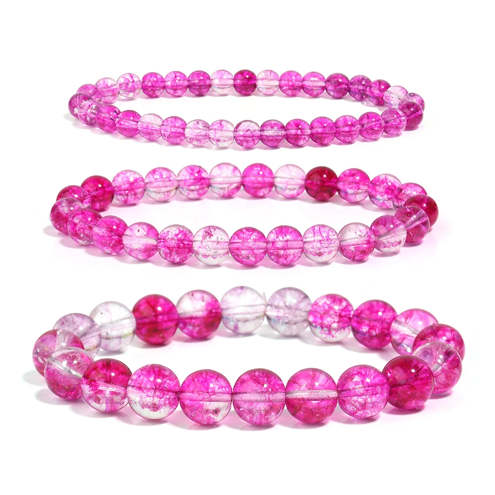 OAIITE Original Rose Red Ghost Crystal Quartz Bracelet Women Natural Stone Stretch Rope Jewelry Lover Gift Wholesale