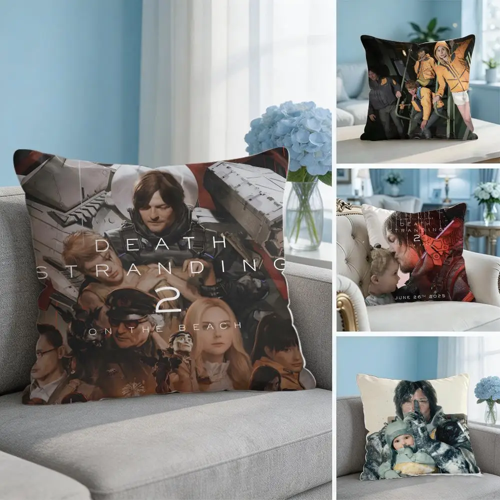 Video Game D-death Stranding 2 Cushion Cover Soft Short Plush Throw Pillow Cover Hidden Zipper Cutecore Sofa Bedroom Home Decor