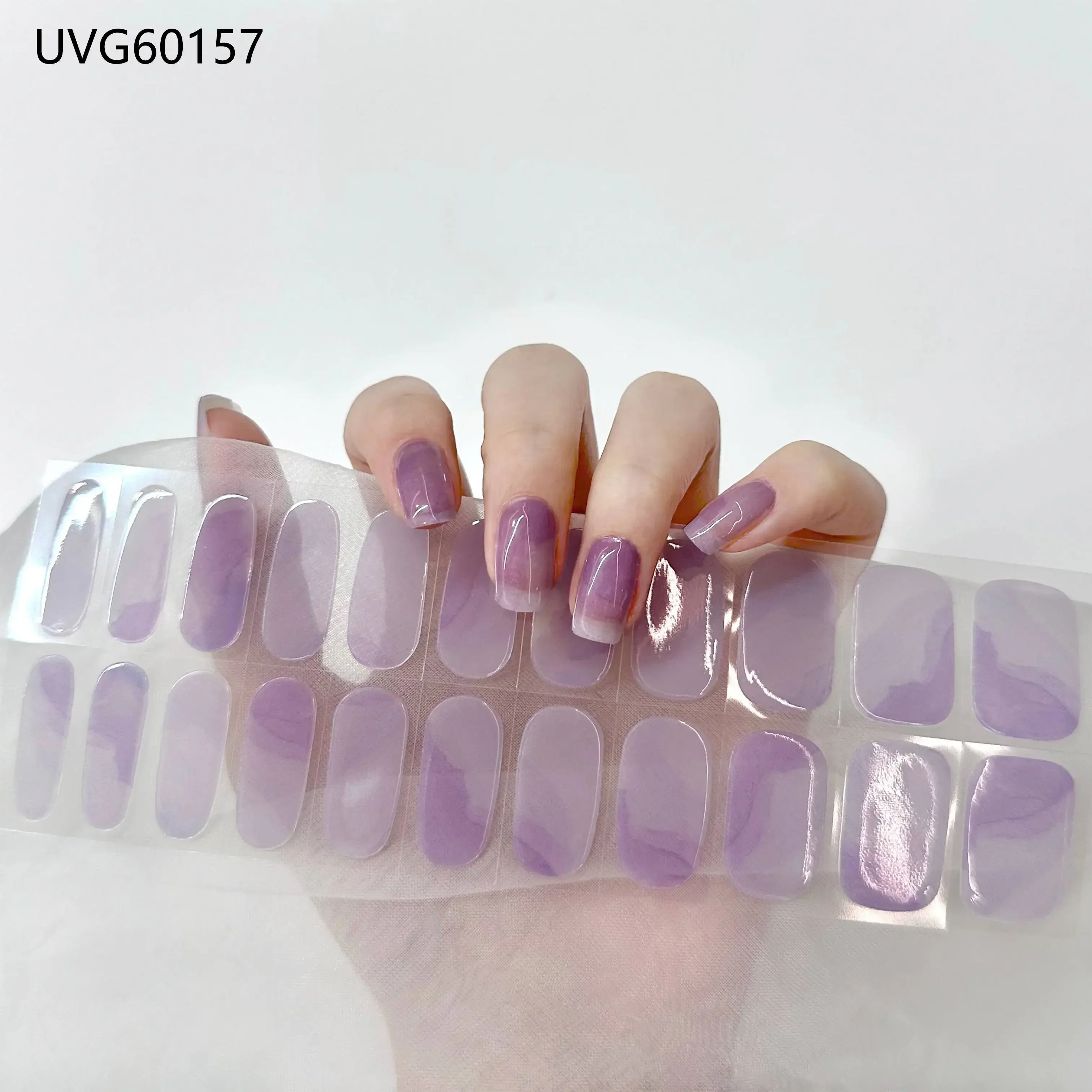 22Tips UV Semi-cured Gel Nail Wraps Press on Nail Gold Foil Stickers The Headlight Becomes Hard and Fully Covers The Nail Patch