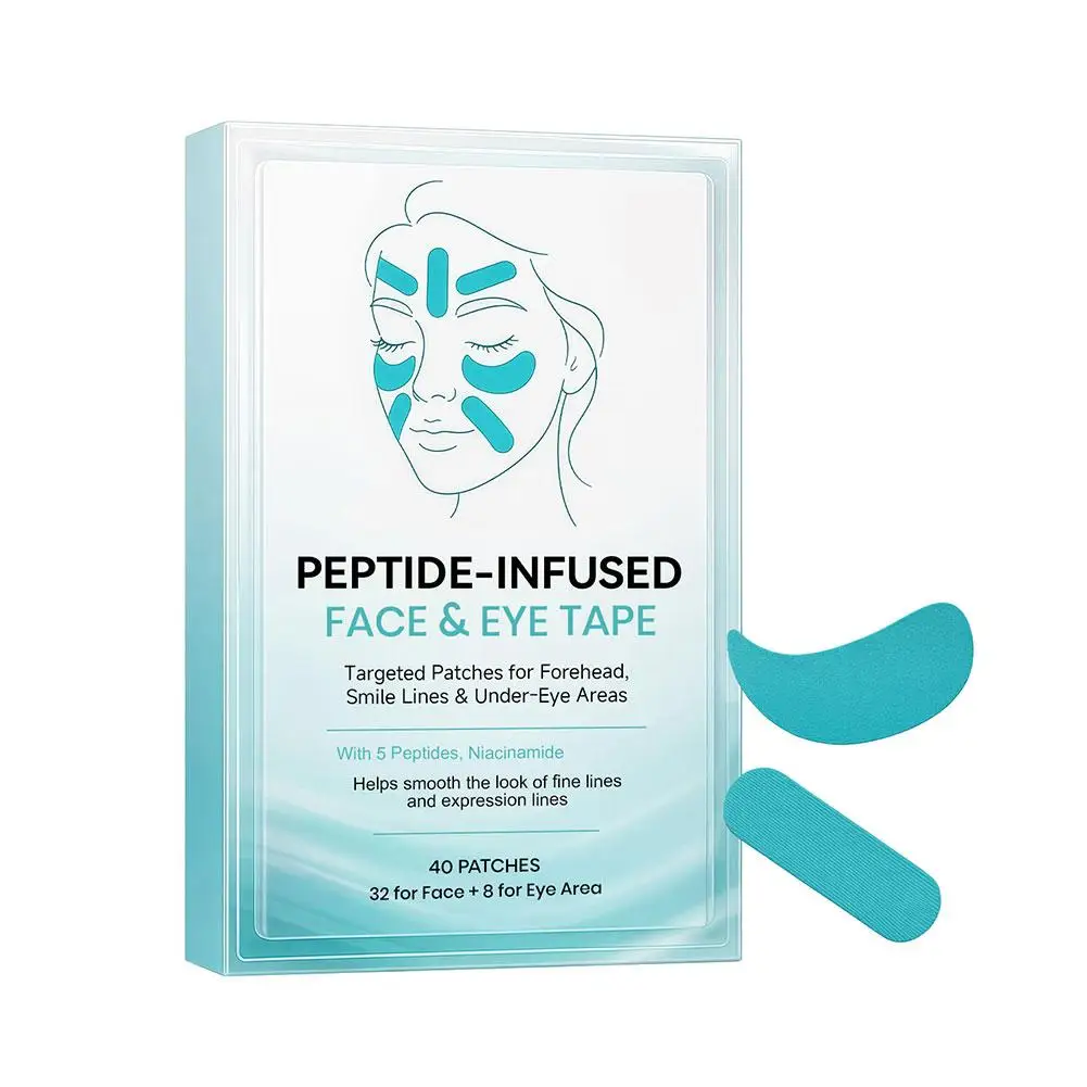 40pcs Peptide-Infused Face & Eye Tape Sticker Moisturizing and hydrating Peptide Facial Tape Lifting Skin Care Tool