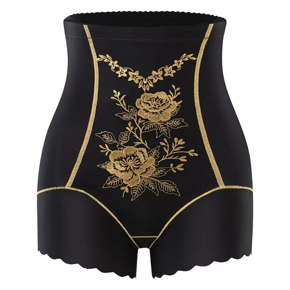 High Waist Postpartum Body Shaper Embroidery Flower Floral Panties Seamless Underpants Belly Contracting Shapewear