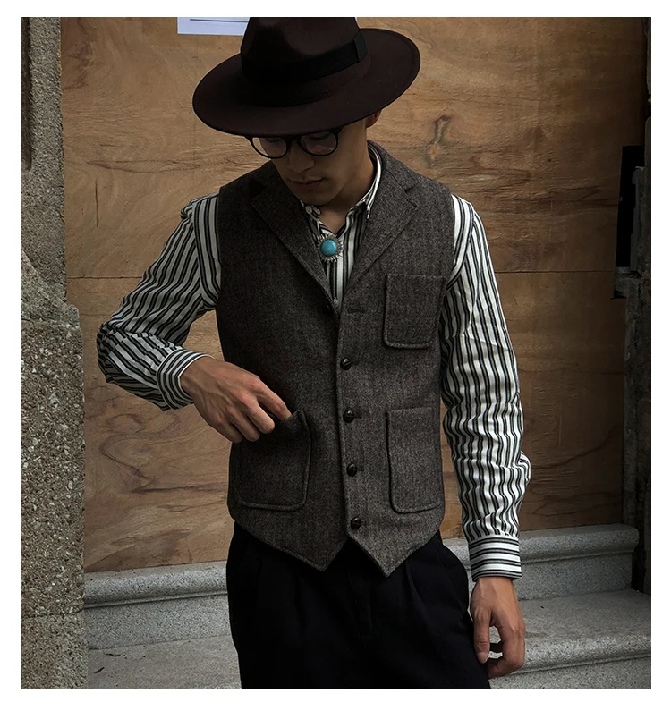 

Men's Suit Vest Single Breasted Steampunk Clothing Retro Gentleman Business Sleeveless Jacket Social Banquet Wedding