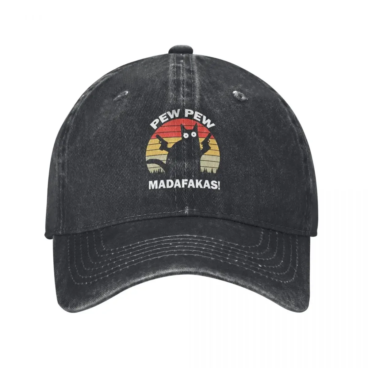 Vintage Pew Pew Madafakas Cat Baseball Caps Men Women Distressed Denim Snapback Hat Humor Cute Outdoor Summer Adjustable Caps