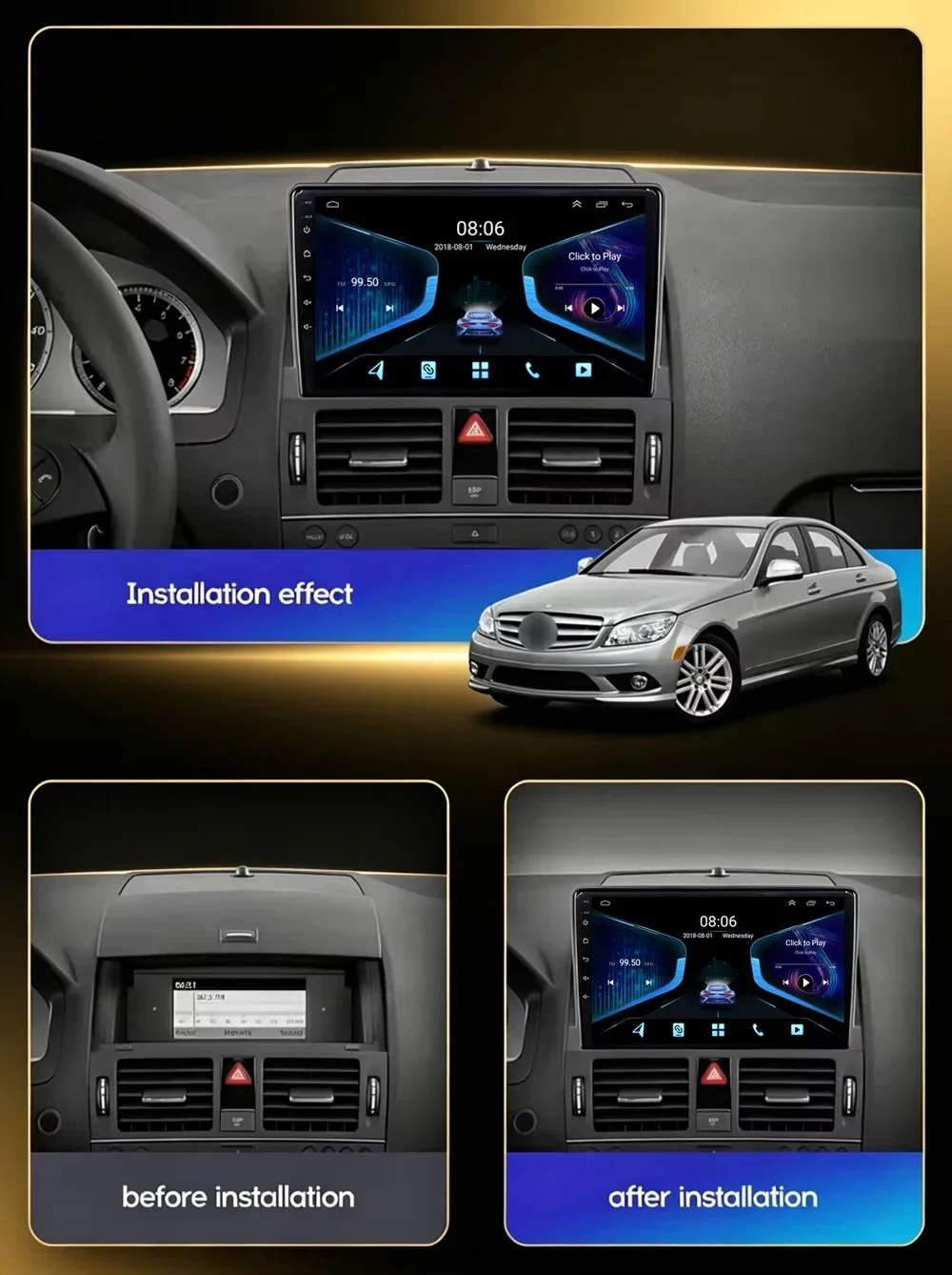 Octa-Core Android Car Radio GPS Multimedia Player Luxury Sedan Fitment 2006-2011