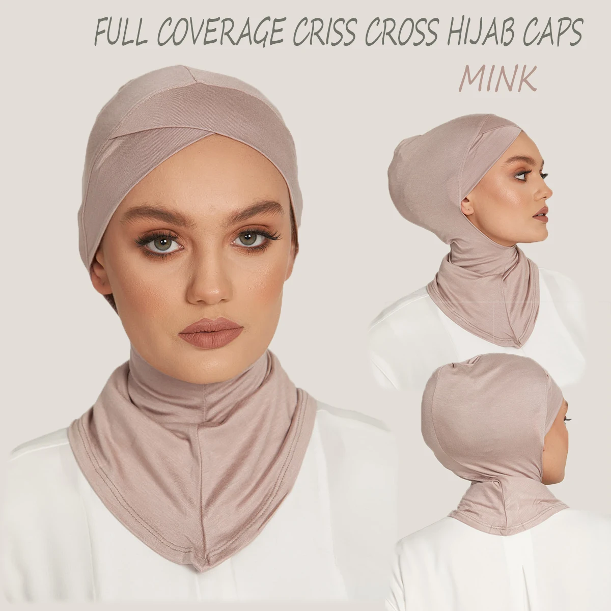 Hijab musulmán de cobertura completa para Mujer, pañuelo cruzado, Turbante, gorro Islámico