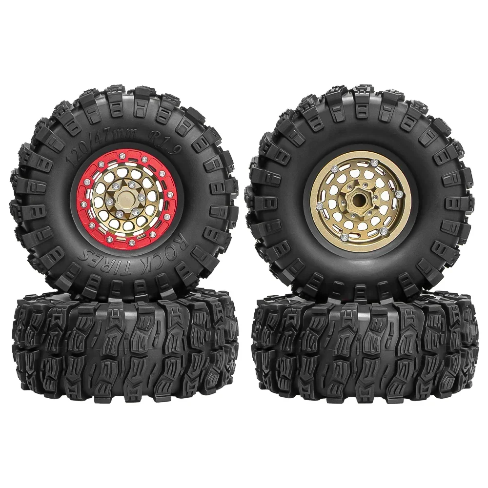 4PCS RC 1.9-inch four-piece set of aluminum double-wheel hub/tire with adjustable offset, suitable for SCX10 TRX4 90046 D90 h12y