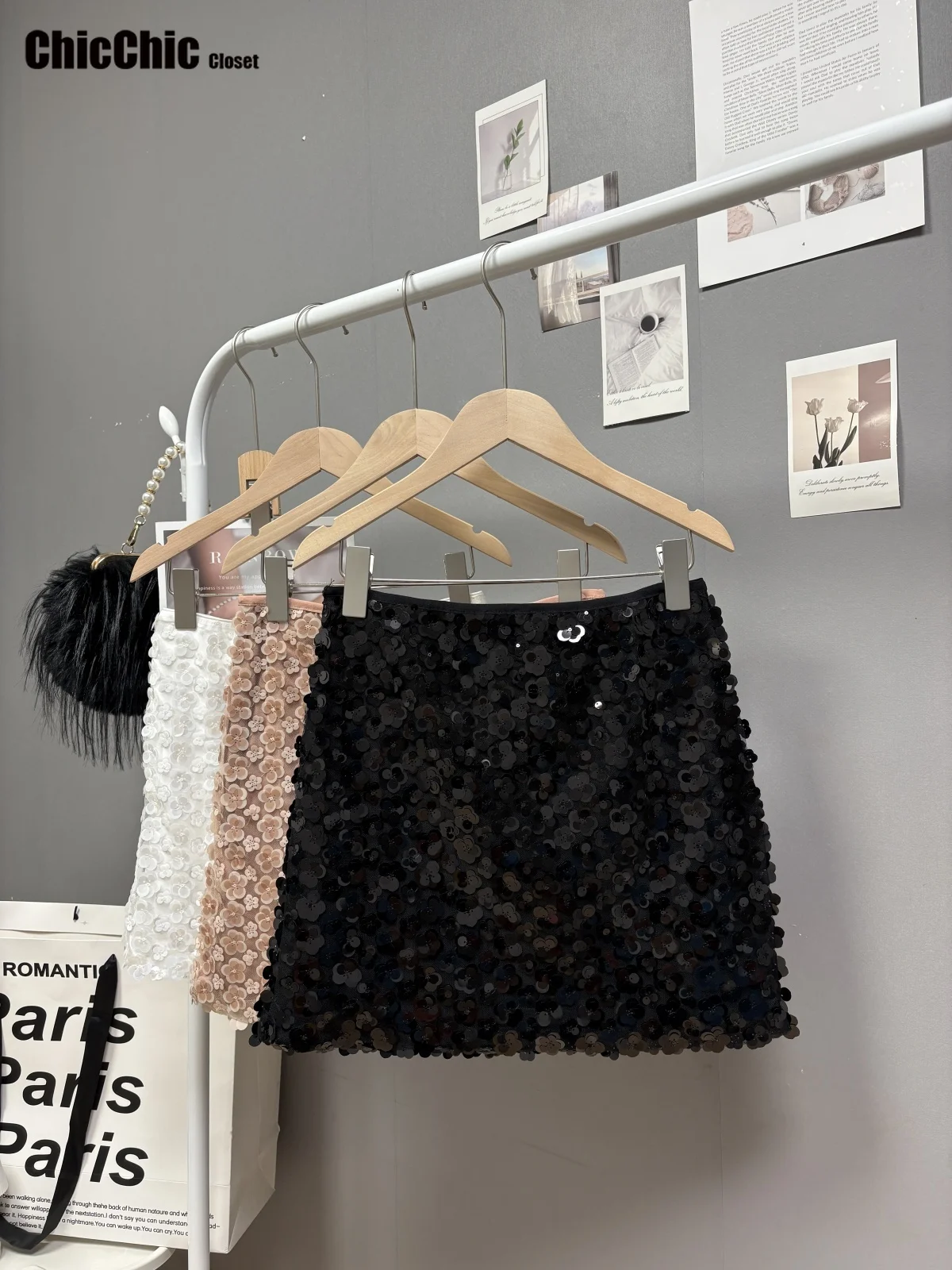 تنورة قصيرة مثيرة بالترتر للسيدات موضة الحفلات حزمة الورك النحيفة تنانير قصيرة للسيدات لخريف 2025 تنورة نسائية لامعة باللون الوردي #3