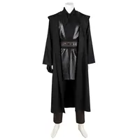 Anakin Skywalker Cosplay Costume Tops and Pants with Cloak Black Set Halloween Masquerade Carnival Party Costume for Adult