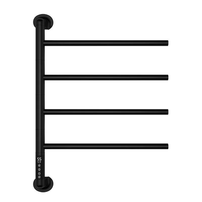 Intelligent carbon fiber heating electric rotating towel rack, concealed bathroom stainless steel drying rack