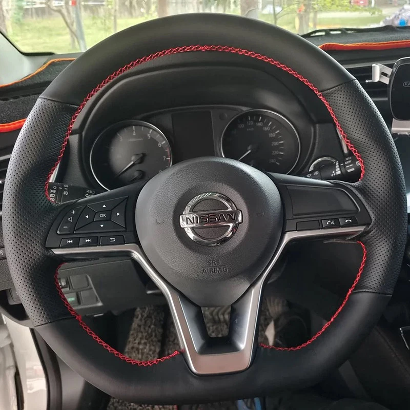 

Кожаный чехол на руль автомобиля для Nissan Sylphy ‌ Qashqai 2020-2025, Kicks, X-trail, Note 2017-2021, Teana 2020-2022, Micra, March