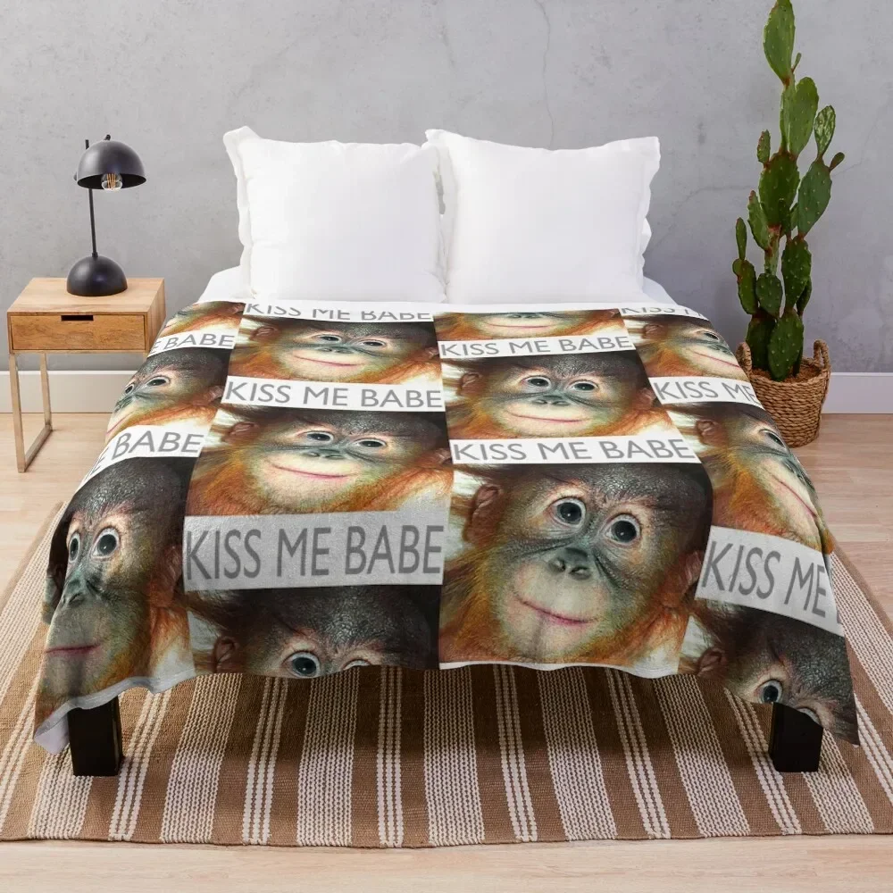 orangutan KISS ME BABE Throw Blanket Decoratives Comforter Extra Large Throw decorative Blankets