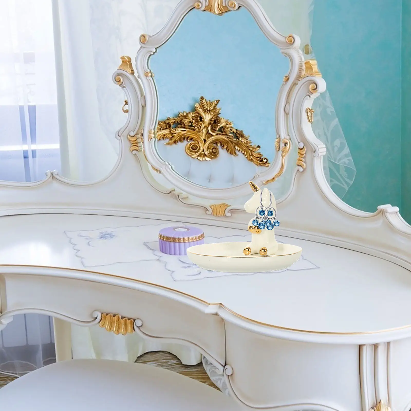 

Керамический поднос для украшений: Изысканный дизайн, многофункциональный держатель для колец, серег, браслетов и часов для дома, отеля, вечеринок и фестивалей