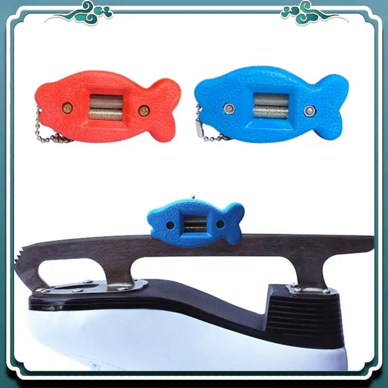 Ice Skate Double Side Sharpener Portable Hanging Ice Hockey Shoe Blades Sharpener Ice Skate Replacement Parts Accessories Red