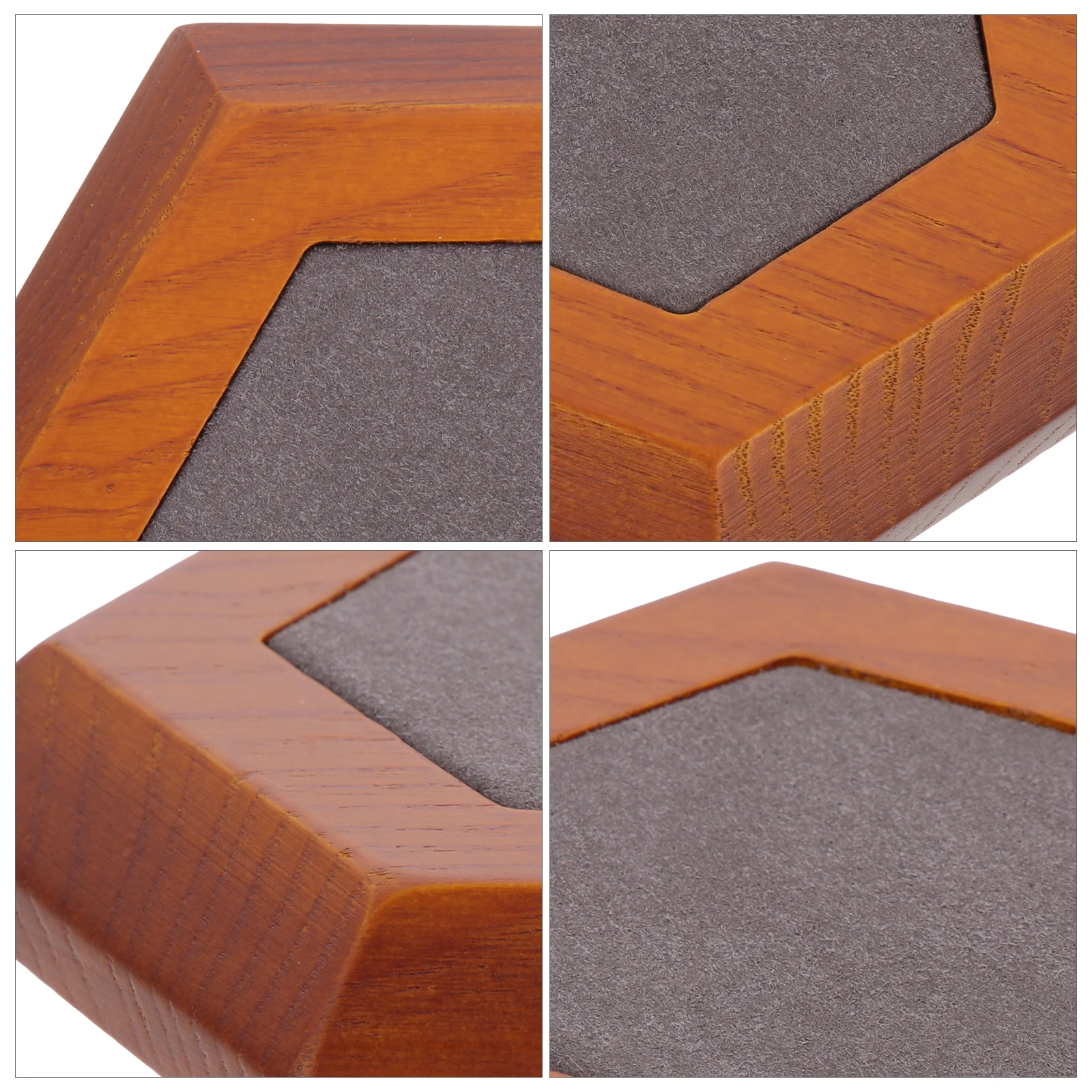 

Hexagon Wooden Jewelry Display Stand With Flannelette Ring Necklaces Earrings Holder Showcase Tray Storage Dish Desktop