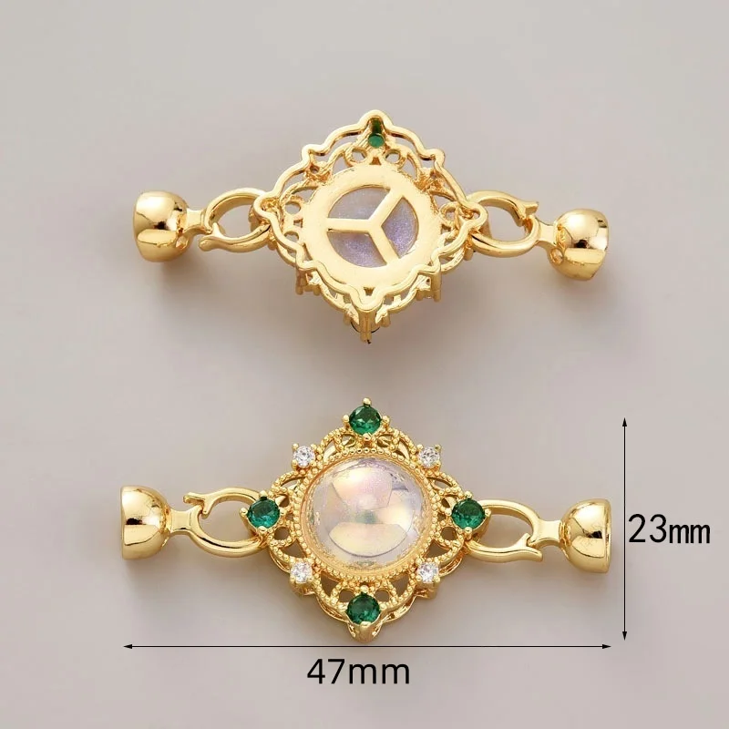 1 Piece Pearl Necklace Bracelet Link Buckle Vintage Emerald Zirconium Handmade Closing Buckle DIY Jewelry Accessories Wholesale