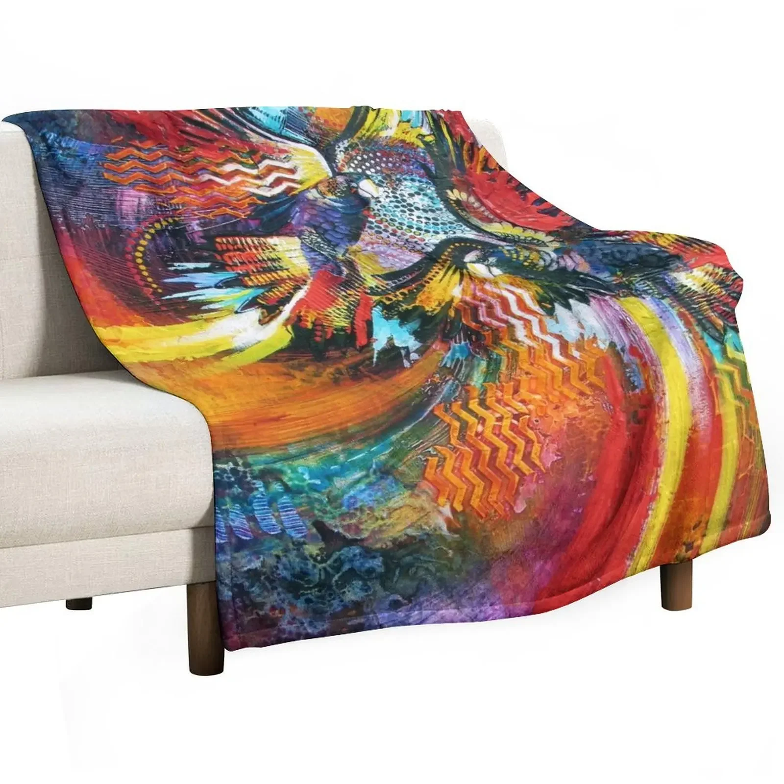 Flight of the Redtailed Black Cockatoo Throw Blanket Flannel Decorative Sofas Sofa Blankets