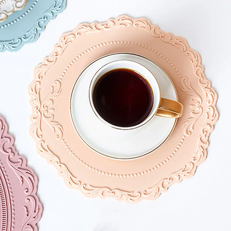 تحديد الموقع جولة مقاومة للحرارة سيليكون حصيرة شرب كأس الوقايات العزل عدم الانزلاق وعاء حامل رشاقته مفرش طاولة المطبخ 23 سنتيمتر