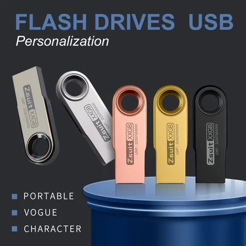 Imagen 2 del producto ZSUIT 10 unids/lote unidad Flash USB de Metal 64GB Pen Drive 4GB 8GB 16GB Pendrive 32GB Memory Stick 128GB memoria USB con logotipo gratis