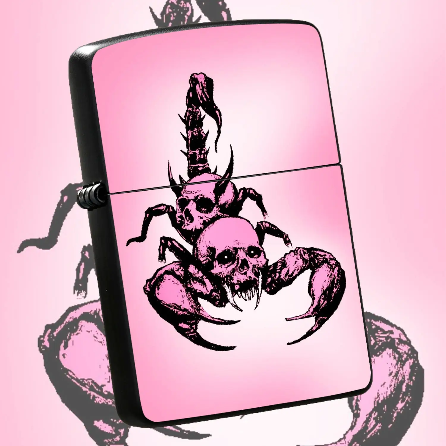Creative Pink Scorpion Pattern Lighter WithSkull Design, Stylish Portable Accessory For Daily Use, Outdoor Adventures, Gifting, Versatile Cool Decorative Tool For All Scenes, Unique Aesthetic Practical Gadget For Daily Carrying A Humorous