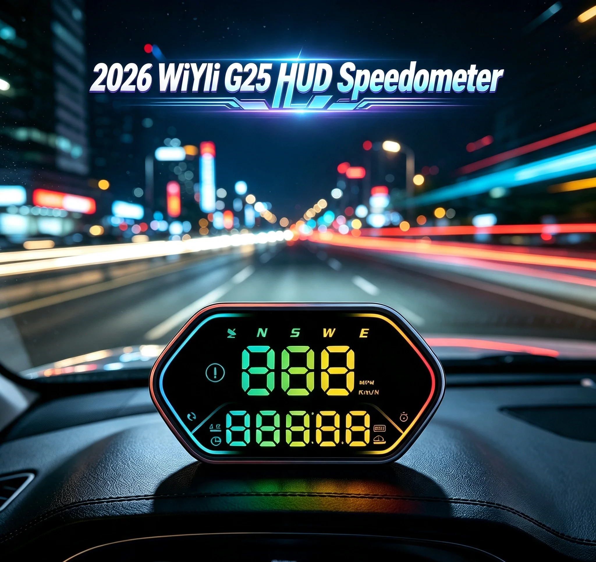 IP68 Waterproof & Dustproof G25 Dazzling Flowing-Light Ambient Lighting OLED GPS HUD Speedometer/Clock/ODO for Motorcycle & Car