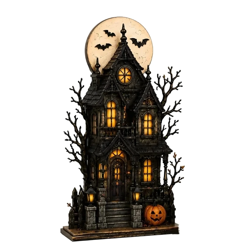 Halloween Fall Accent Wooden Table Piece for Shelves, Desks, and Home Rooms J0MC