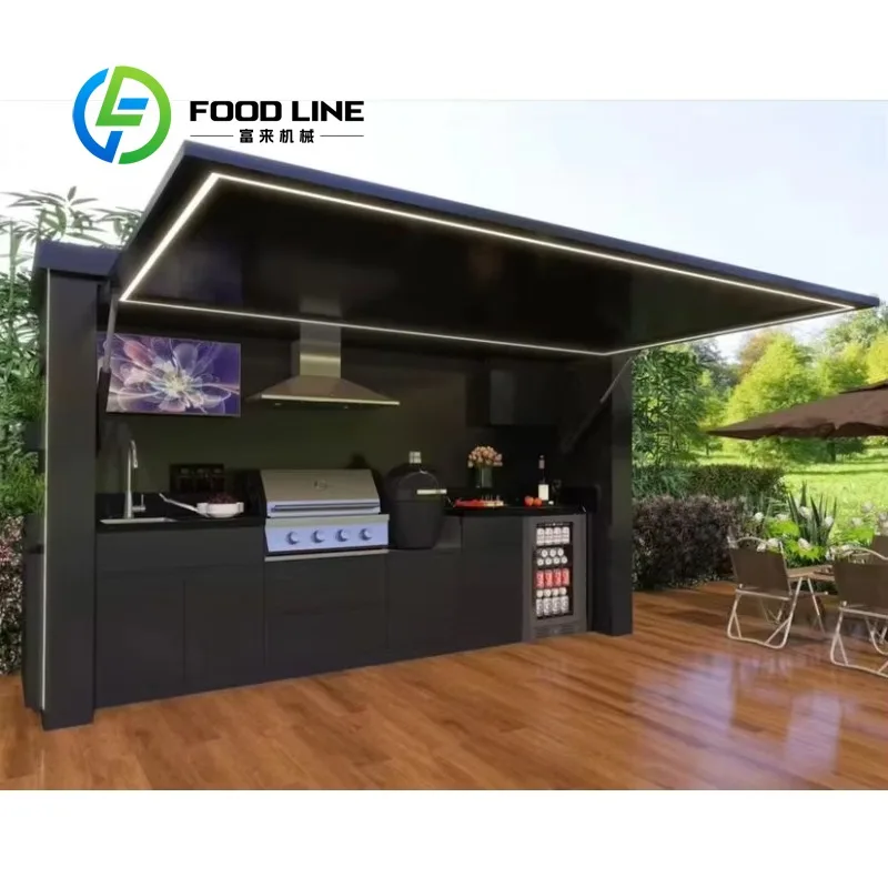 Custom New Arrivals Customized Waterproof Outdoor Kitchen BBQ Grill Garden/Backyard Stainless Steel Outdoor Kitchen With Shed