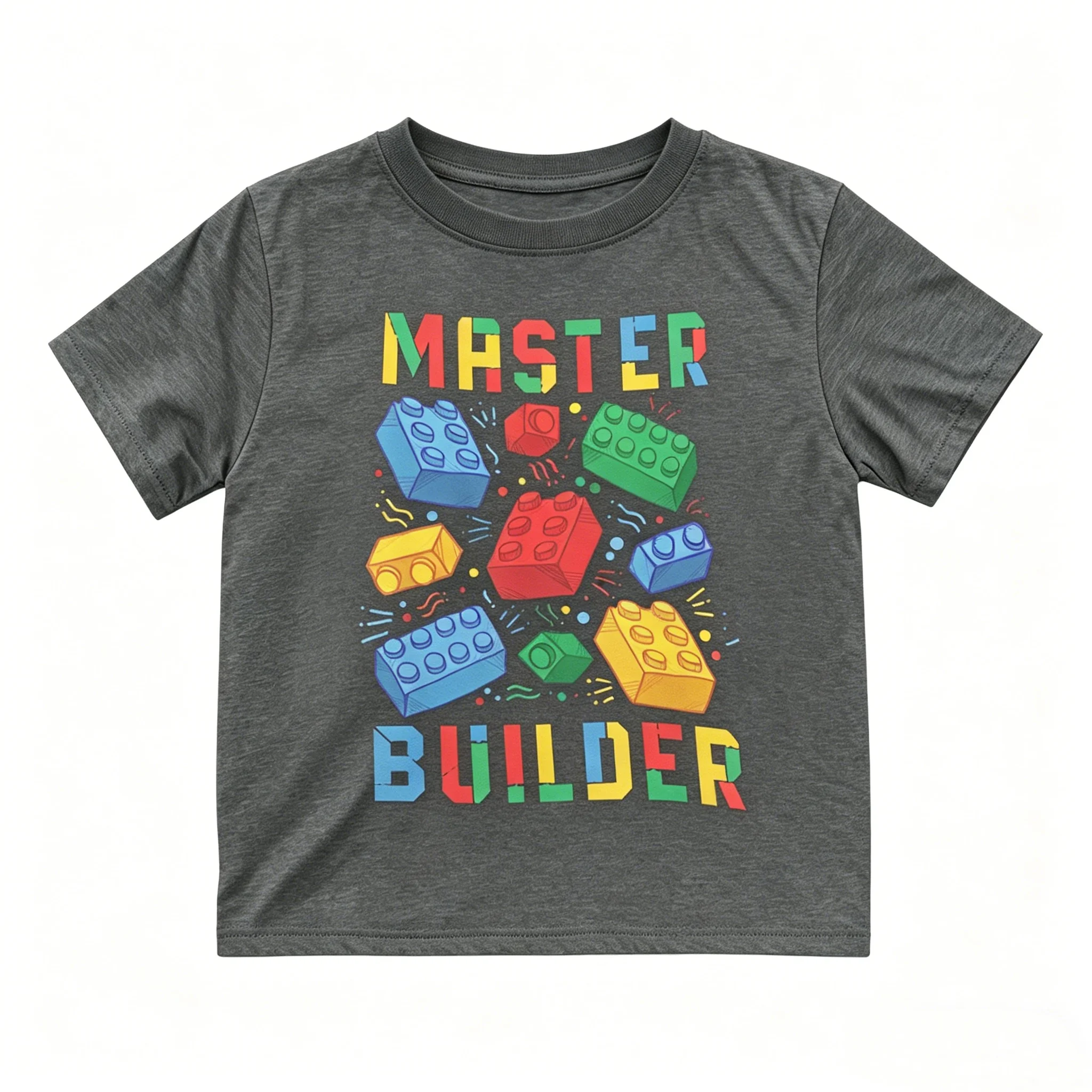 Brick Builder Kinder-T-Shirt, lässig, locker sitzend, weich, atmungsaktiv, für den täglichen Gebrauch, Strandurlaub, Party-Outfit, für alle Jahreszeiten – Detail 7