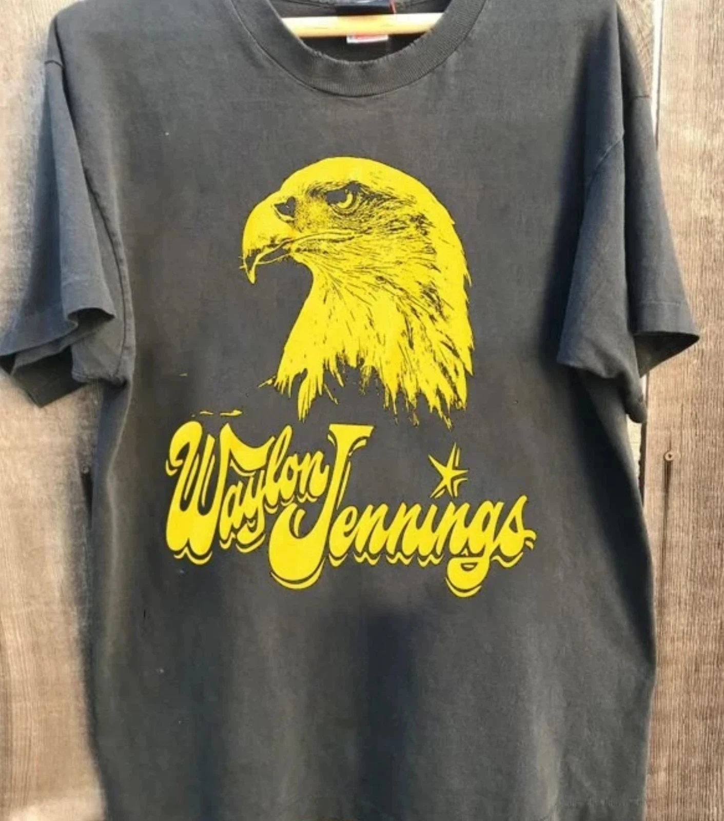 

Футболка Waylon Jennings EAGLE, редкий дизайн, угольно-черная хлопковая футболка, винтажная футболка унисекс, мужские футболки