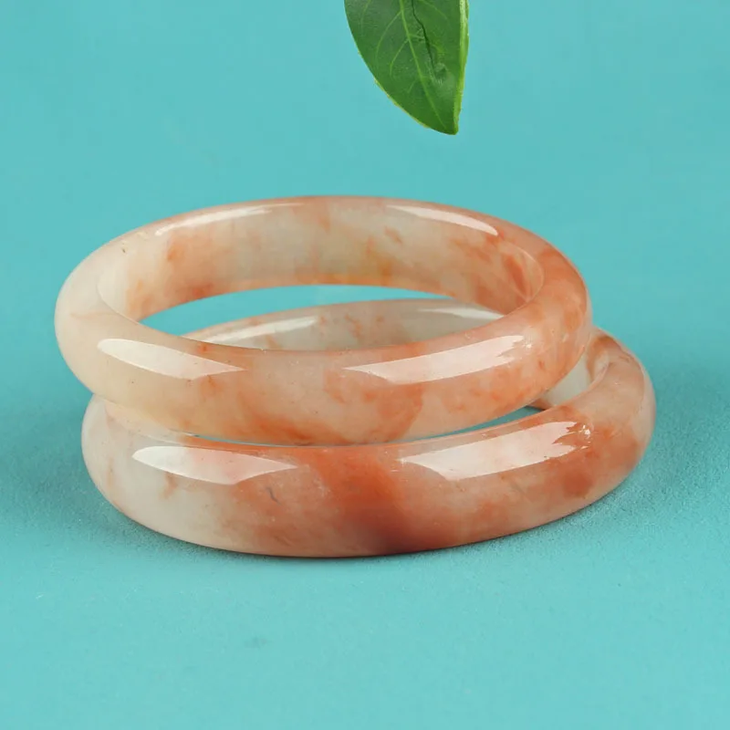 Natural high-quality peach blossom brewed bracelet pink gold wire jade flat strip Chinese style jade bracelet fashionable
